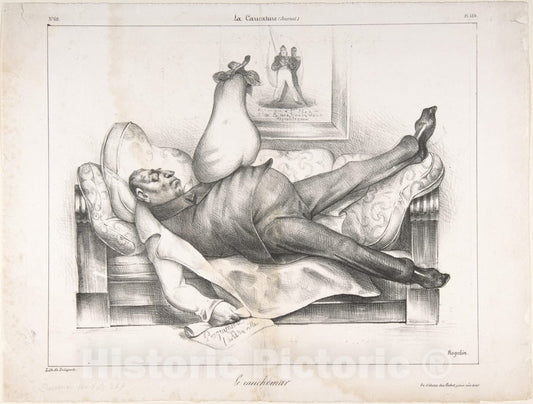 Art Print : Honoré Daumier - Le Cauchemar (The Nightmare), published in La Caricature no. 69, February 23, 1832 : Vintage Wall Art