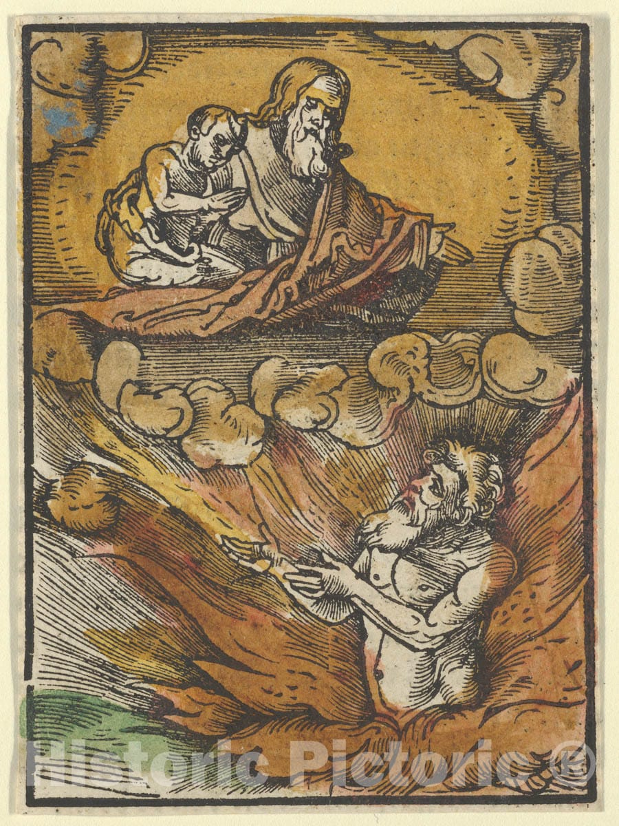 Art Print : Hans Schäufelein - The Rich Man in Hell and The Poor Lazarus in Abraham's Lap, from Das Plenarium : Vintage Wall Art