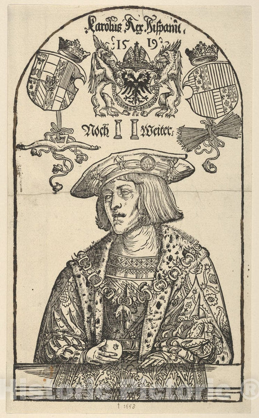 Art Print : Hans Weiditz The Younger - Copy of Portrait of Charles V : Vintage Wall Art