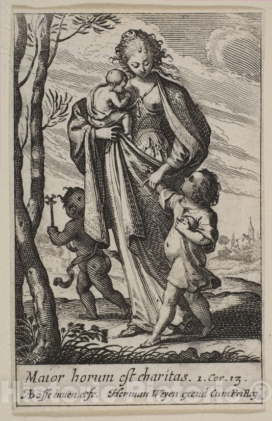 Art Print : Abraham Bosse - Charity : Vintage Wall Art