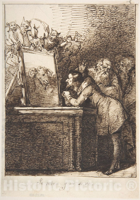 Art Print : Leonardo Alenza y Nieto - He Looks and Doesn't Recognize Himself (Se mira y no se ve) : Vintage Wall Art