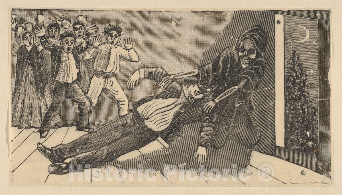Art Print : José Guadalupe Posada - The apparation of The Ghost of Don Juan Manuel to Pachita la Alfajorera : Vintage Wall Art