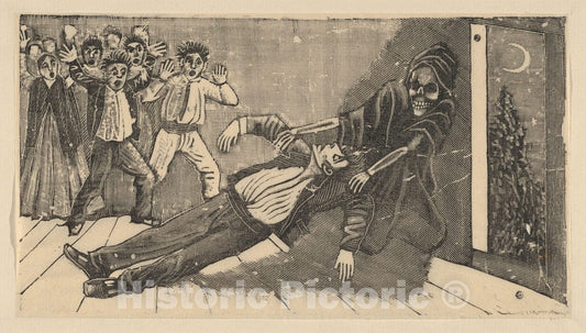 Art Print : José Guadalupe Posada - The apparation of The Ghost of Don Juan Manuel to Pachita la Alfajorera : Vintage Wall Art