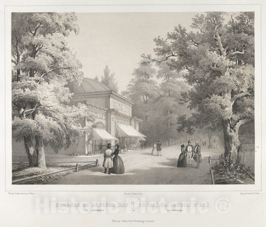 Art Print : Le Cafe au Jardin D'Ete a St. Petersbourg - Artist: C. Schultz - Created: c1850 : Vintage Wall Art