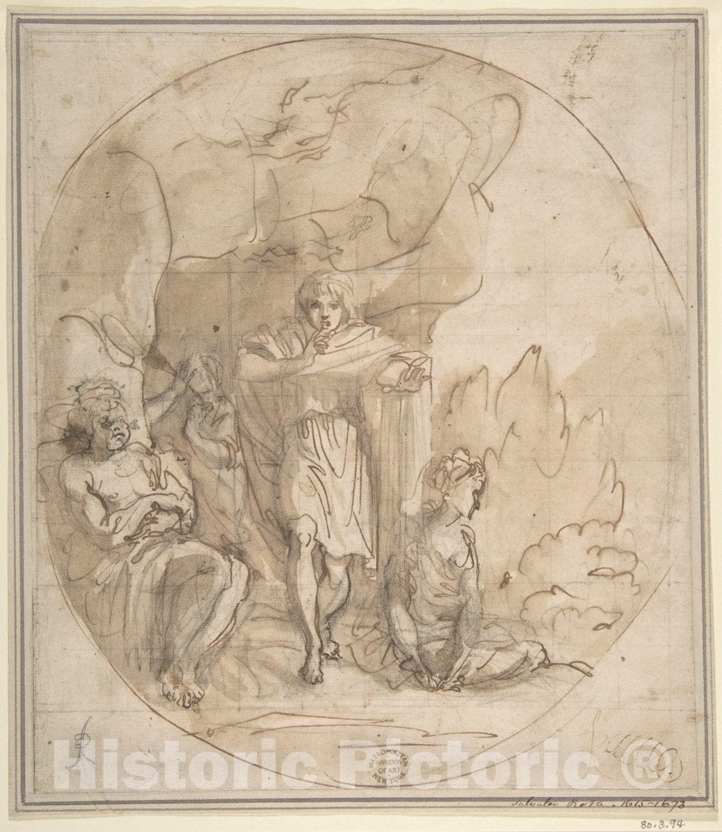 Art Print : Italian, Roman-Bolognese, 17th Century - Orpheus : Vintage Wall Art
