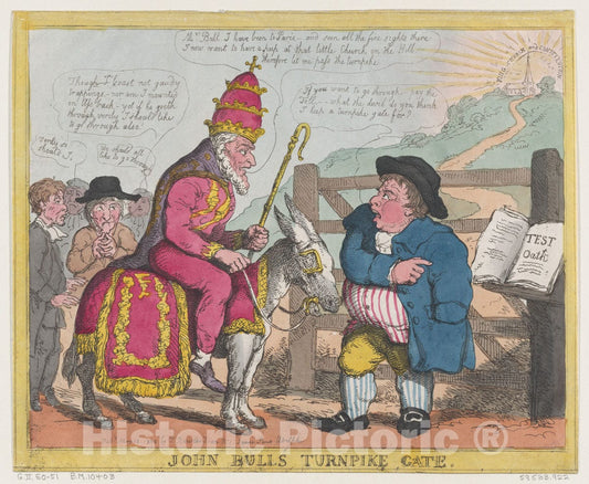 Art Print : Thomas Rowlandson - John Bull's Turnpike Gate 1 : Vintage Wall Art