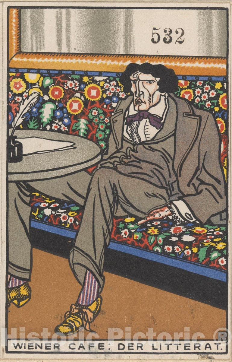 Art Print : Moriz Jung - Viennese Café: The Man of Letters (Wiener Café: Der Litterat) : Vintage Wall Art