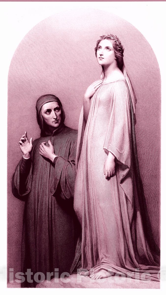 Art Print : Narcisse Lecomte - Dante and Beatrice : Vintage Wall Art