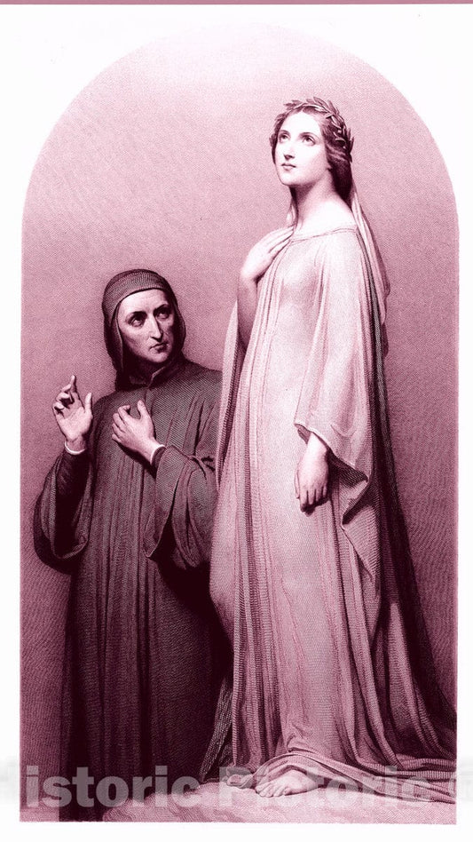 Art Print : Narcisse Lecomte - Dante and Beatrice : Vintage Wall Art