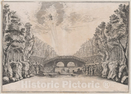 Art Print : A Row Boat Leading a Ship to Shore - Artist: Mathaus Kusel - Created: 1674 : Vintage Wall Art