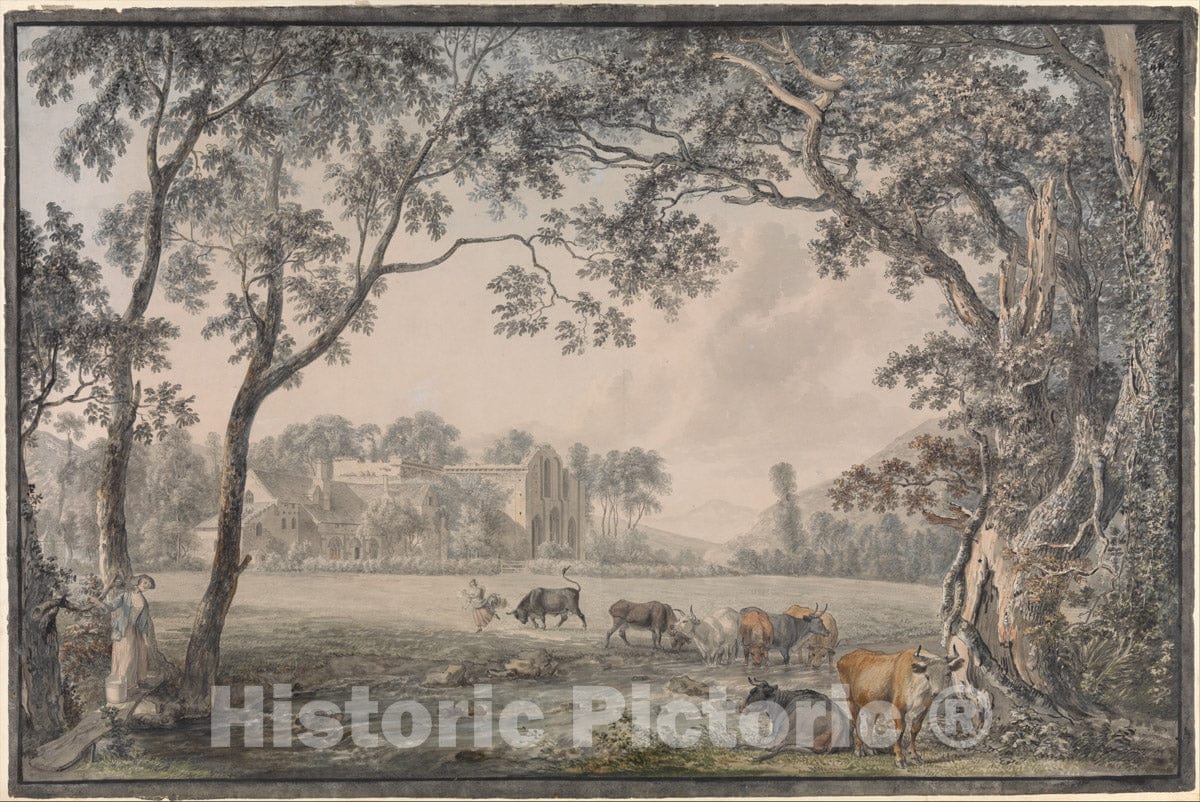 Art Print : Paul Sandby - Valle Crucis Abbey, Denbighshire : Vintage Wall Art
