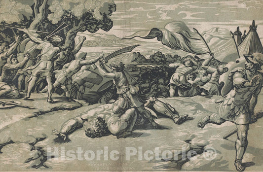 Art Print : Ugo da Carpi - David and Goliath : Vintage Wall Art