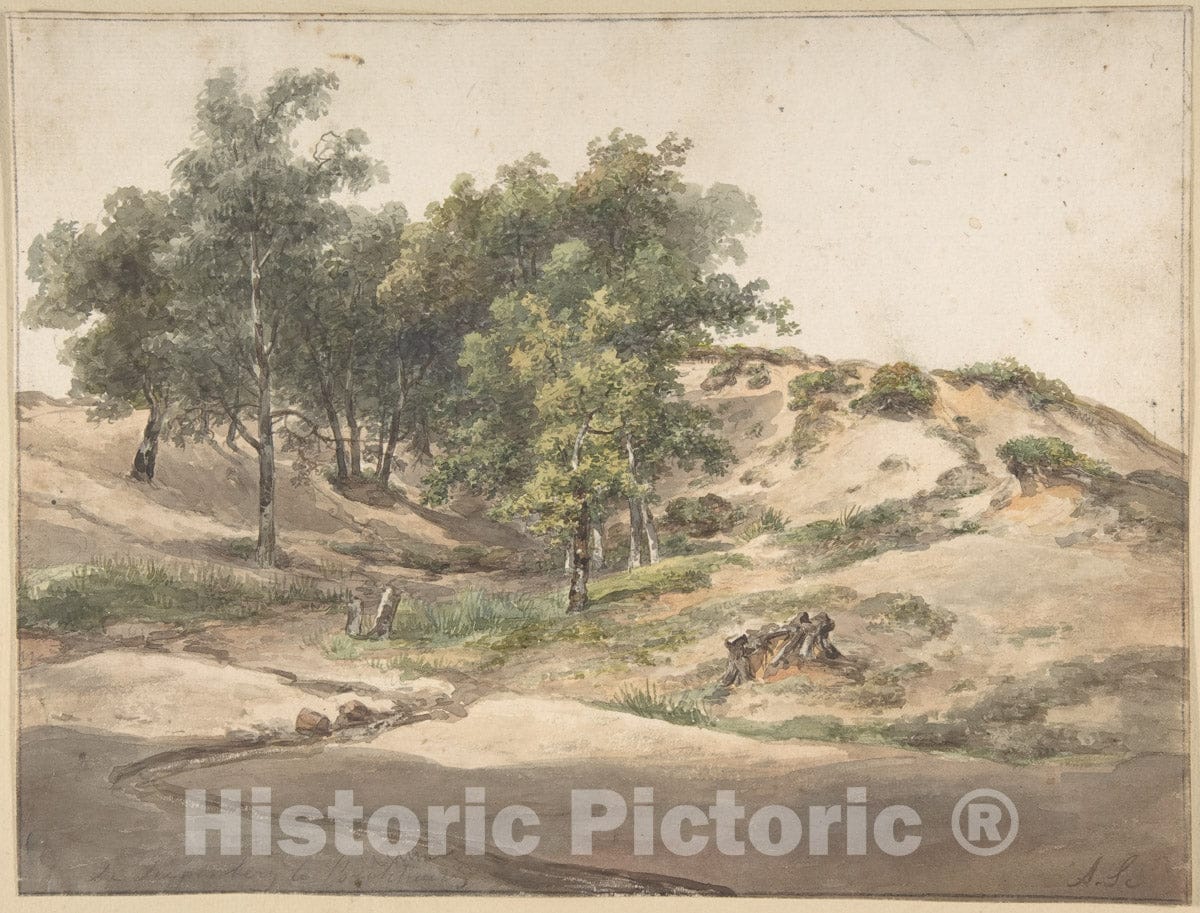 Art Print : Andreas Schelfhout - A Wooded Landscape Near Beekhuizen : Vintage Wall Art