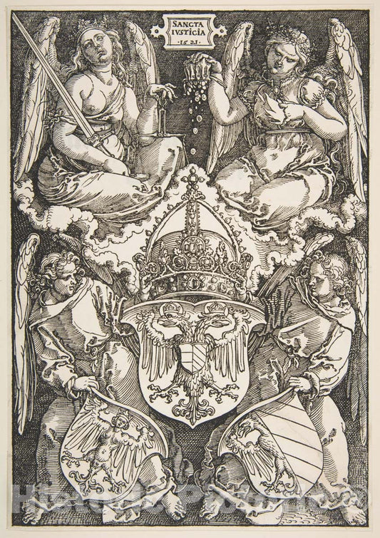 Art Print : Albrecht Dürer - The Arms of The Empire and of Nuremberg : Vintage Wall Art