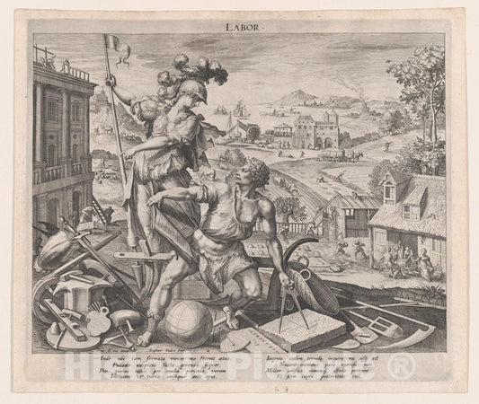 Art Print : Raphael Sadeler I - Labor : Vintage Wall Art