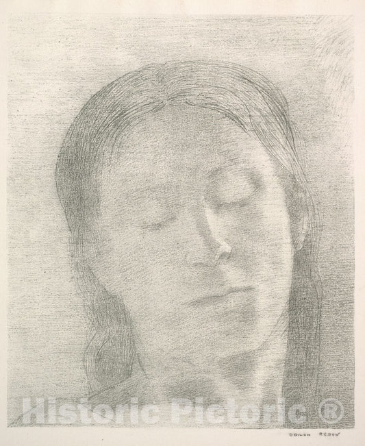Art Print : Odilon Redon - Eyes Closed : Vintage Wall Art
