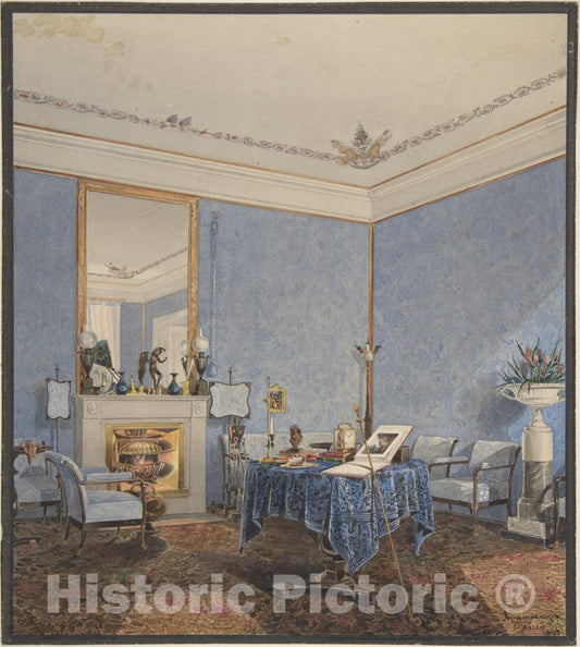 Art Print : Italian, 19th Century - Interior of a Fine Art Print -  : Vintage Wall Art
