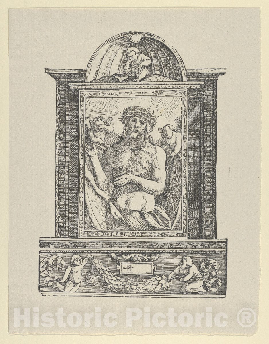 Art Print : Hans Schäufelein - ECCE Homo/Man of Sorrows : Vintage Wall Art