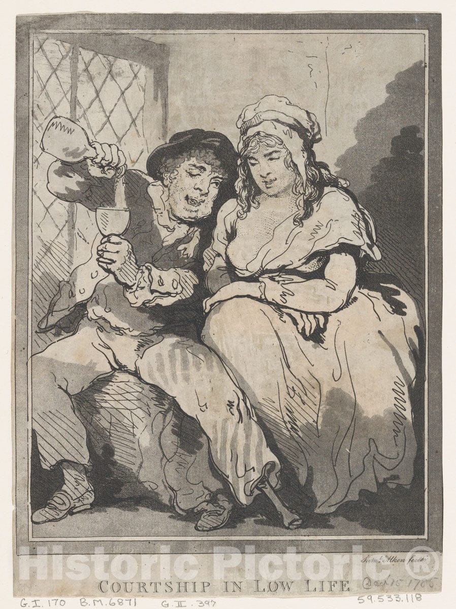 Art Print : Samuel Alken - Courtship in Low Life : Vintage Wall Art