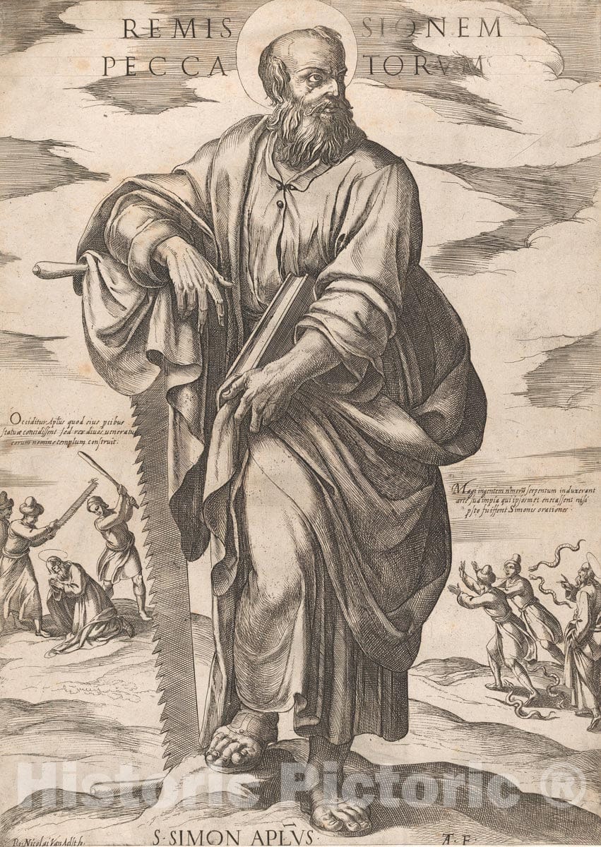 Art Print : Antonio Tempesta - St. Simon, from 'Christ, Mary, and The Apostles' : Vintage Wall Art