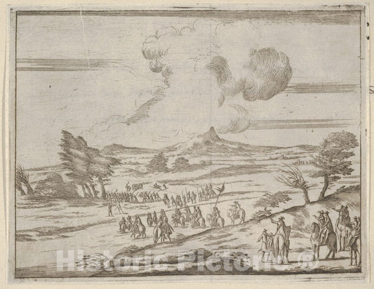 Art Print : Following Francesco I d'Este's Example, His Troops Safely Pass Torrents - Artist: Bartolomeo Fenice (Fenis) - Created: 1659 : Vintage Wall Art