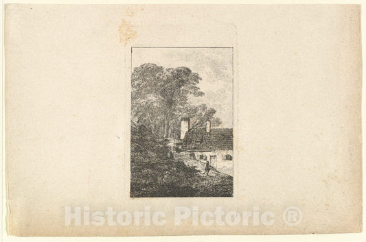 Art Print : Domenico Quaglio II - House on a Hillside : Vintage Wall Art