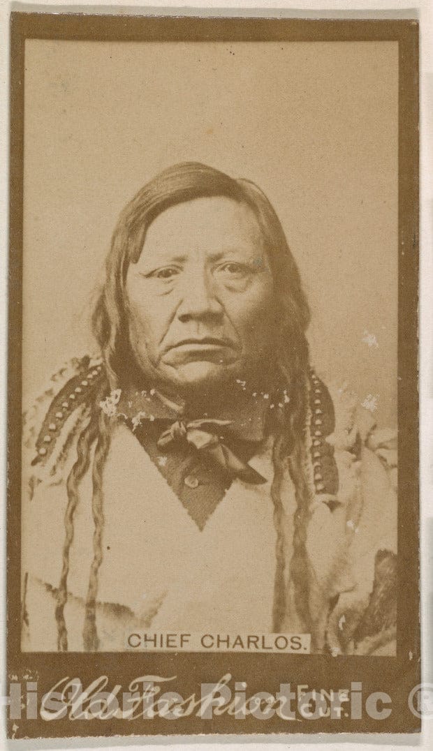 Photo Print : Chief Charlos, from The Indian Chiefs Series (N681) Promoting Old Fashion Fine Cut Tobacco : Vintage Wall Art