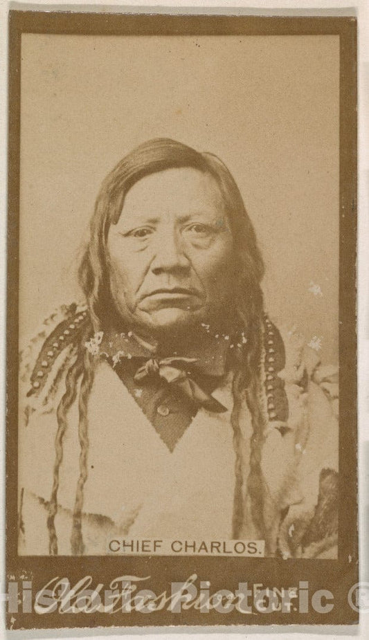 Photo Print : Chief Charlos, from The Indian Chiefs Series (N681) Promoting Old Fashion Fine Cut Tobacco : Vintage Wall Art