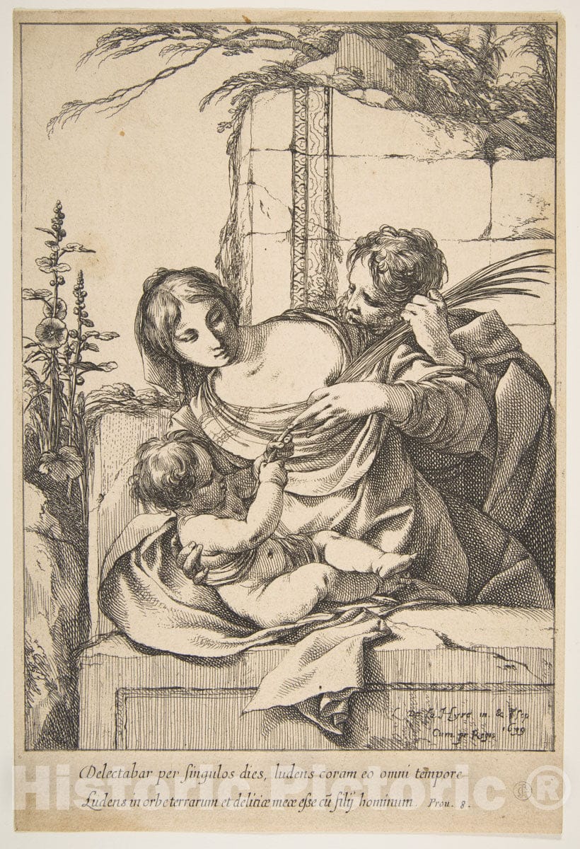 Art Print : Laurent de La Hyre - Holy Family with Palm : Vintage Wall Art