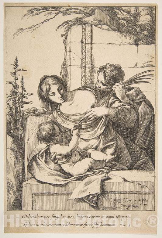 Art Print : Laurent de La Hyre - Holy Family with Palm : Vintage Wall Art