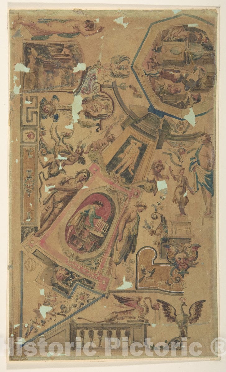 Art Print : Design for a Ceiling Decoration : Vintage Wall Art