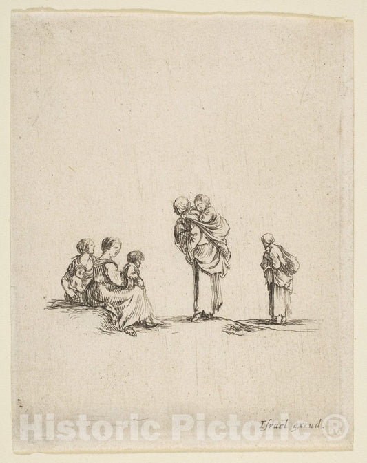 Art Print : Stefano Della Bella - Four Beggar Women : Vintage Wall Art