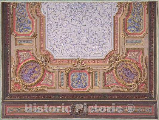 Art Print : Jules-Edmond-Charles Lachaise - Design for Ceiling of Grand Salon, Hôtel Hope : Vintage Wall Art