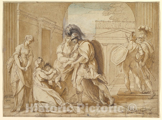 Art Print : Benjamin West - Hector Taking Leave of Andromache: The Fright of Astyanax : Vintage Wall Art