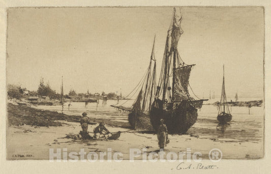 Art Print : Charles Adams Platt - Boats at Low Tide : Vintage Wall Art