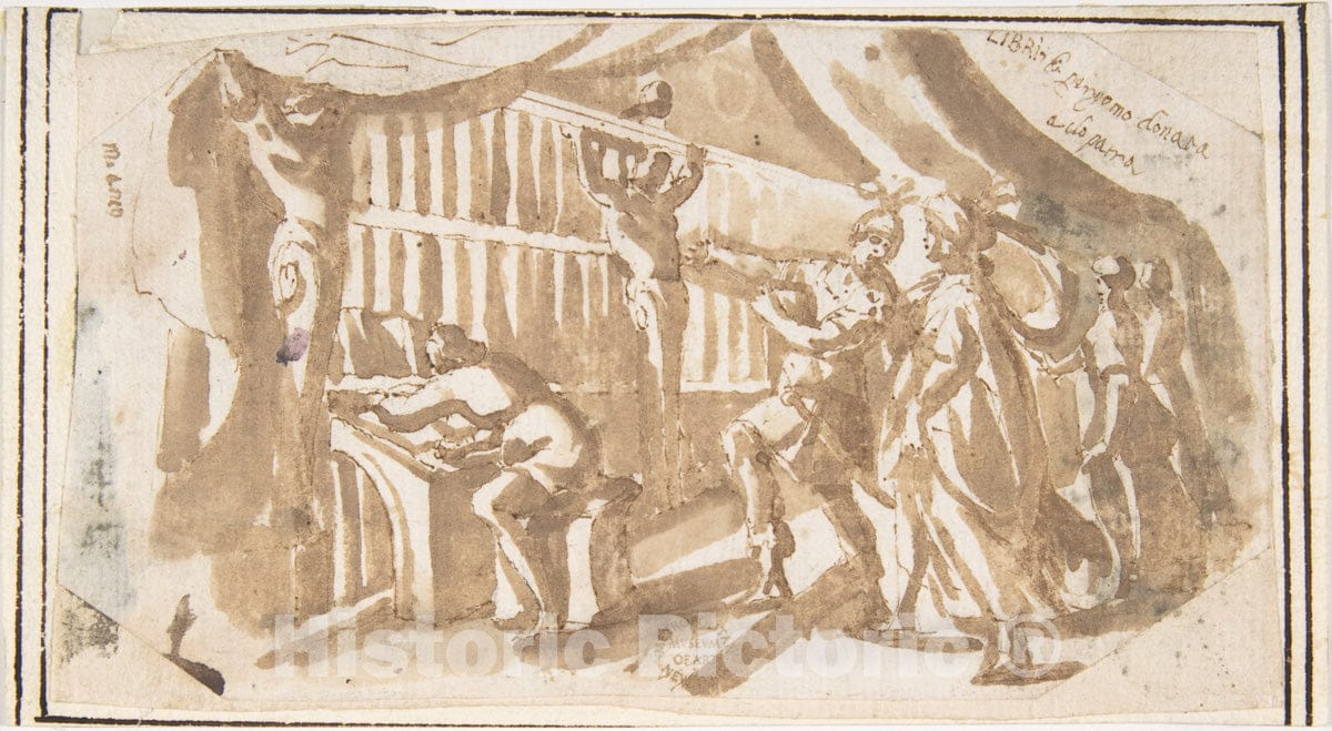 Art Print : Francesco Allegrini - The Library of Pergamus Given to Cleopatra : Vintage Wall Art