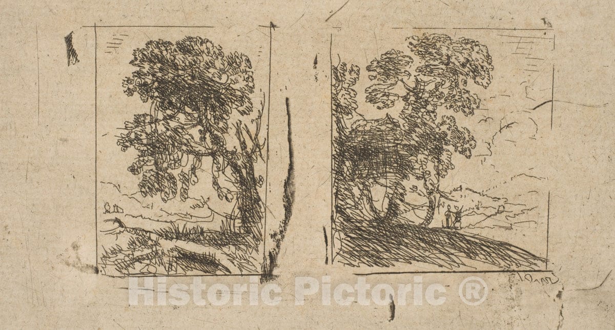 Art Print : Claude Lorrain (Claude Gellée) - The Two Landscapes : Vintage Wall Art