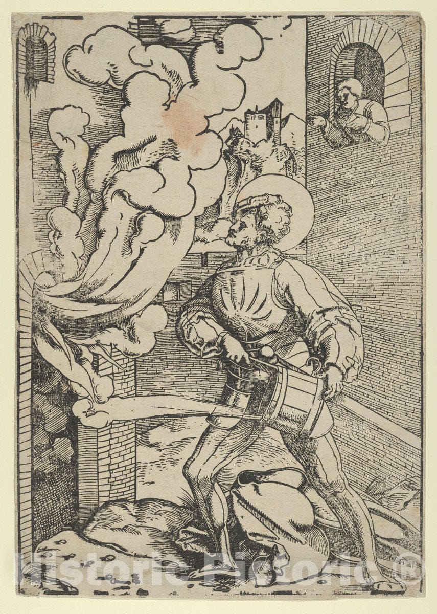 Art Print : Hans Schäufelein - Saint Florian (restrike) : Vintage Wall Art