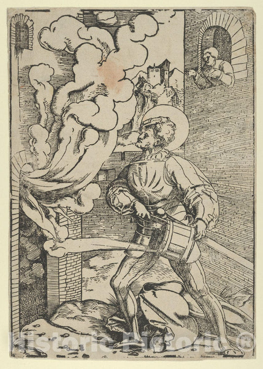 Art Print : Hans Schäufelein - Saint Florian (restrike) : Vintage Wall Art