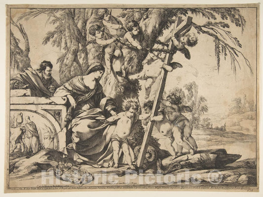 Art Print : Laurent de La Hyre - Holy Family with Christ Child Stepping on Serpent : Vintage Wall Art