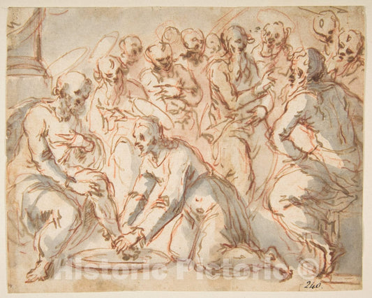 Art Print : Francesco Vanni - Christ Washing The Disciples' Feet : Vintage Wall Art