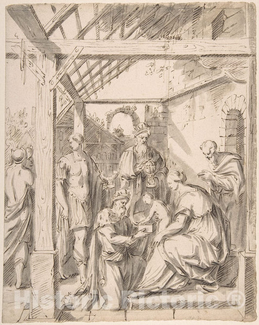 Art Print : Netherlandish, 16th Century - Adoration of The Magi : Vintage Wall Art