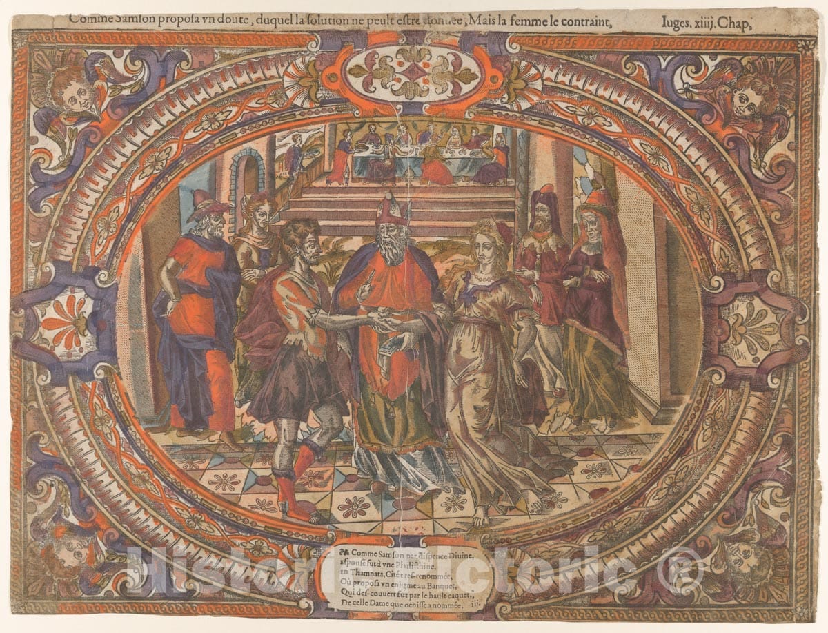 Art Print : Anonymous, French, 16th Century - Marriage of Samson and The Philistine, from The Story of Samson : Vintage Wall Art