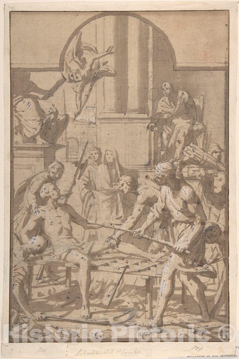 Art Print : Italian, Roman-Bolognese, 17th Century - Martyrdom of Saint Lawrence 2 : Vintage Wall Art