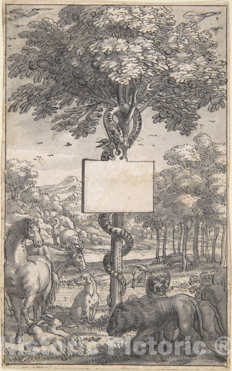 Art Print : Netherlandish, 16th Century - Designs for Book Illustrations : Vintage Wall Art