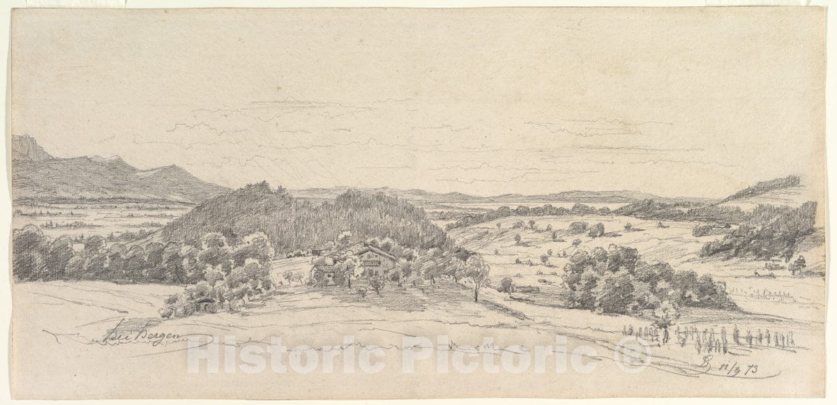 Art Print : Monogrammist DS - Panoramic Landscape Near Bergen : Vintage Wall Art