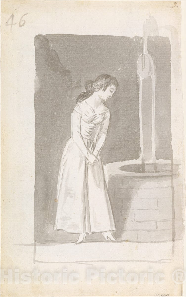 Art Print : Goya - A Young Woman at a Well : Vintage Wall Art