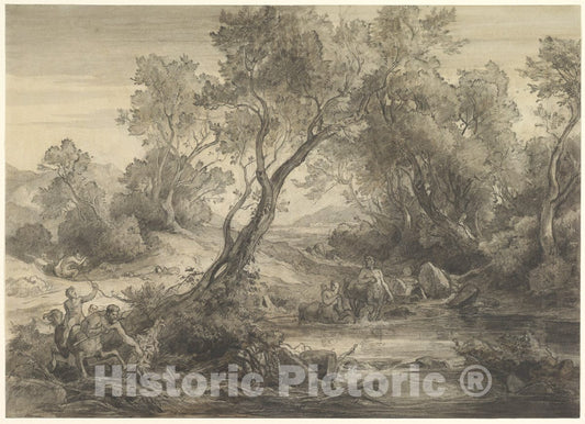 Art Print : Friedrich Preller The Elder - Centaurs at a Pond : Vintage Wall Art