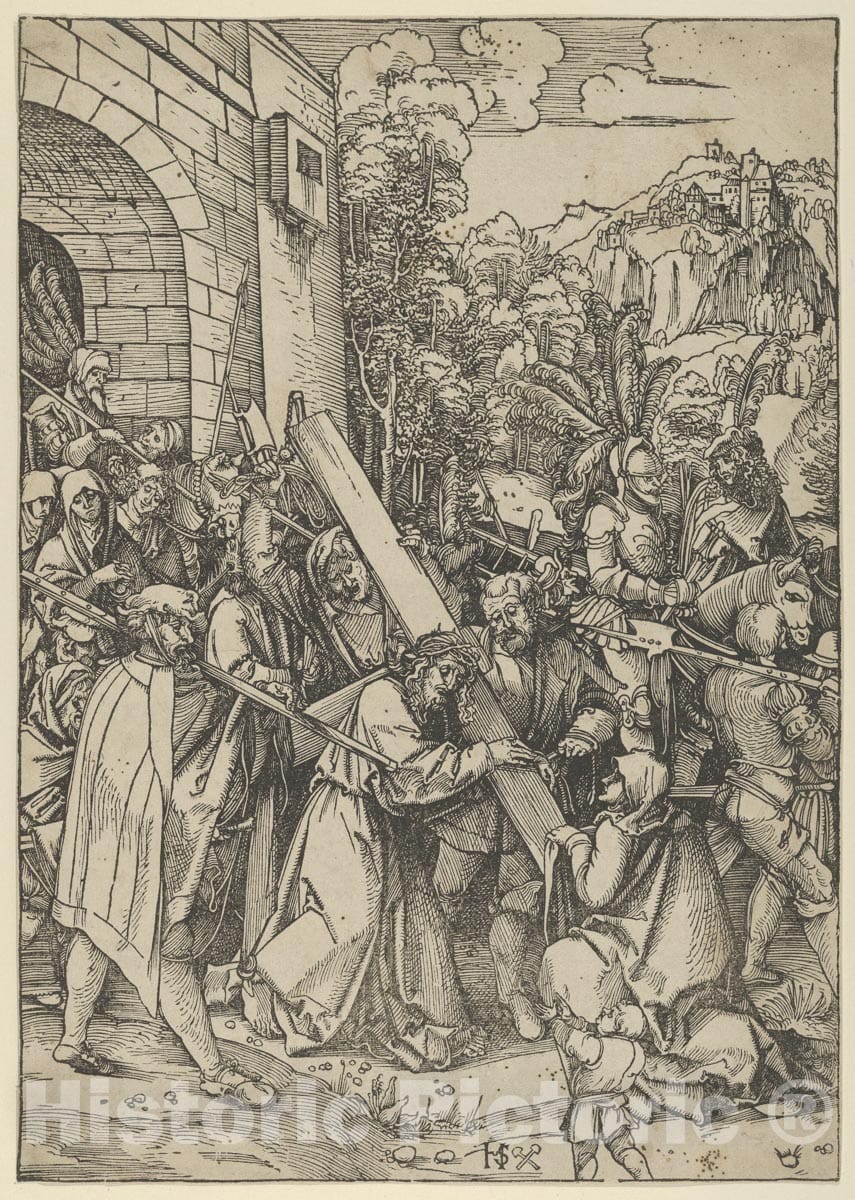 Art Print : Hans Schäufelein - The Carrying of The Cross 1 : Vintage Wall Art