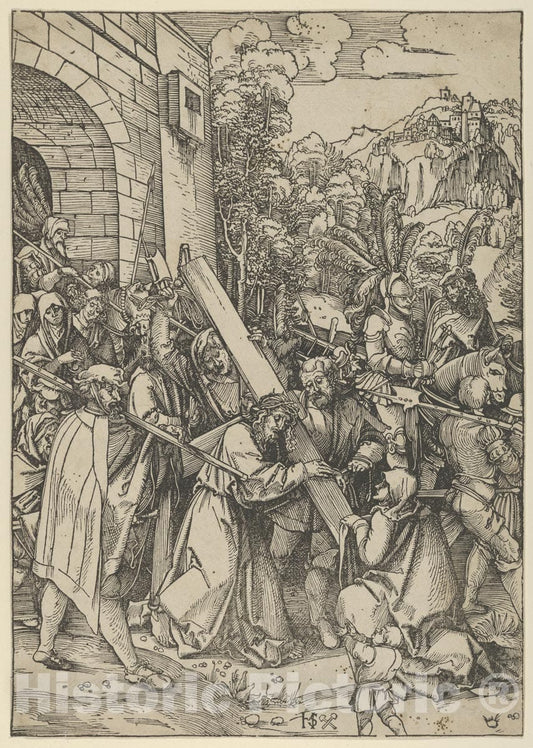 Art Print : Hans Schäufelein - The Carrying of The Cross 1 : Vintage Wall Art